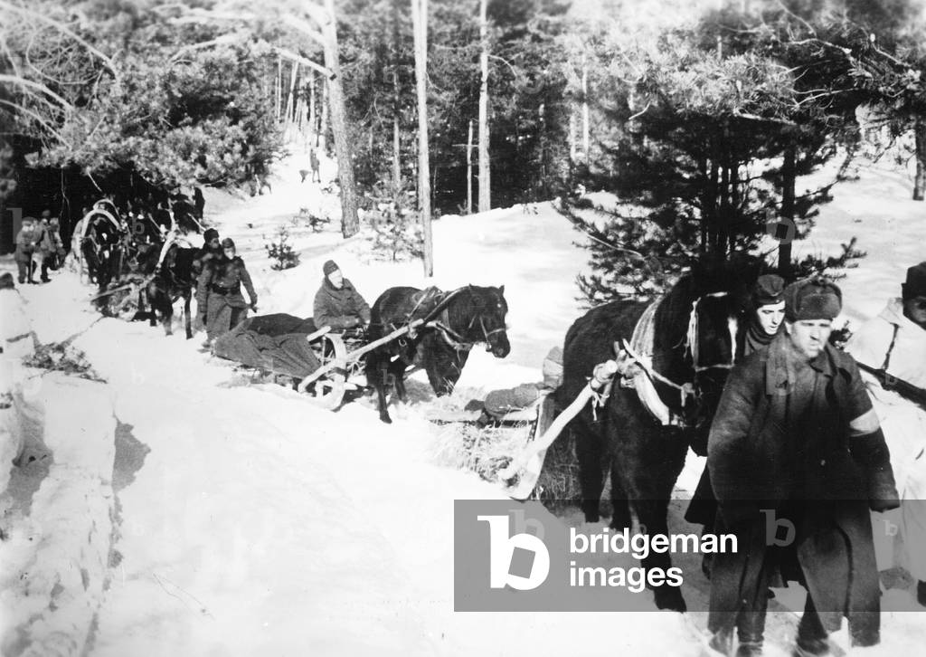 German supply convoy on the Eastern Front, 1942 (b/w photo)
