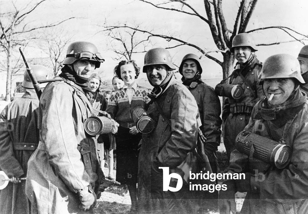 German soldiers in Denmark, 1940 (b/w photo)
