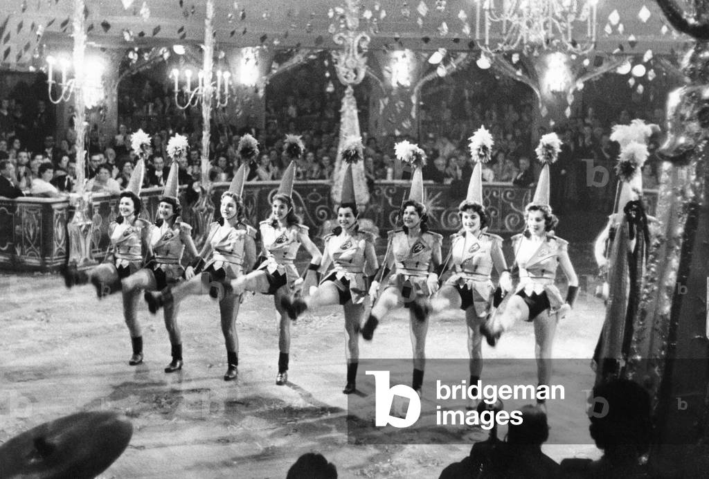 Carnival in the german theatre in Munich, 1956 (b/w photo)