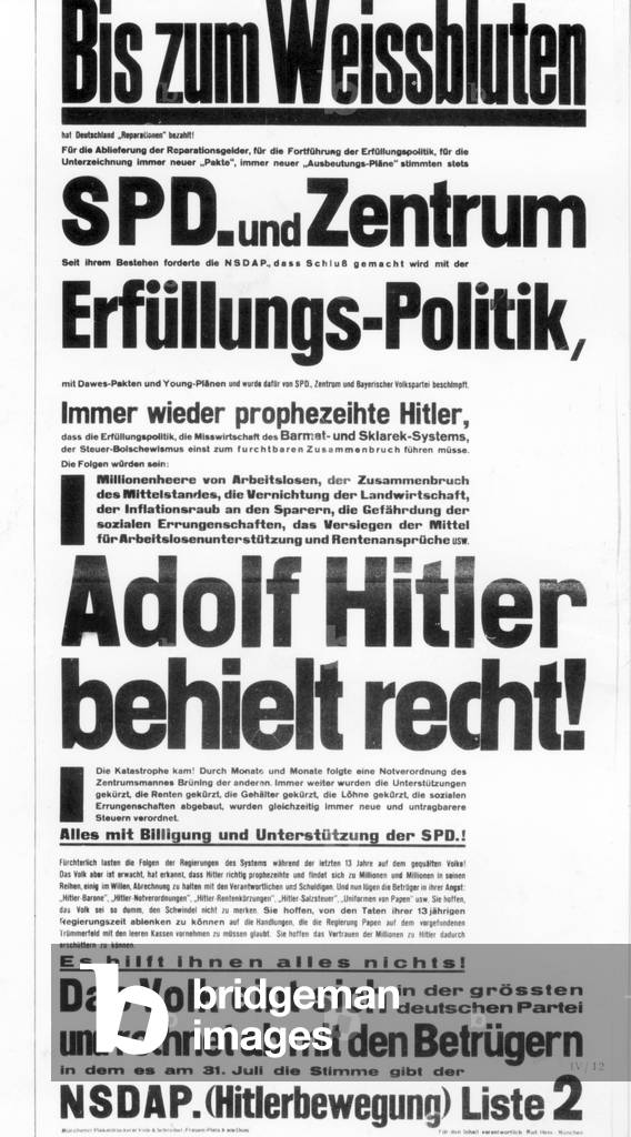 Election poster of the NSDAP, 1932