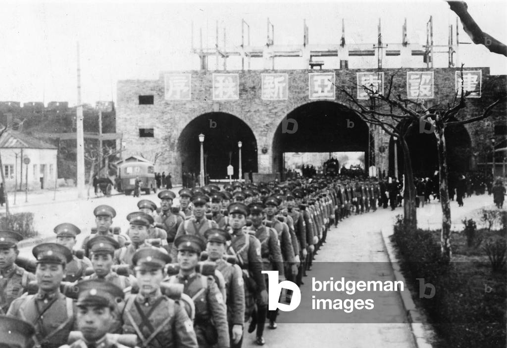 Chinese soldiers after the capture of Nanking, 1938 (b/w photo)