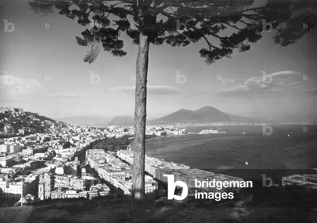 Cityscape of Naples (b/w photo)