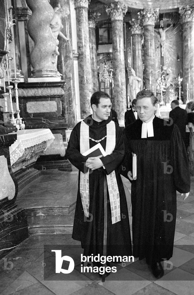 Catholic-Protestant ceremony in Wuerzburg, 1970 (b/w photo)