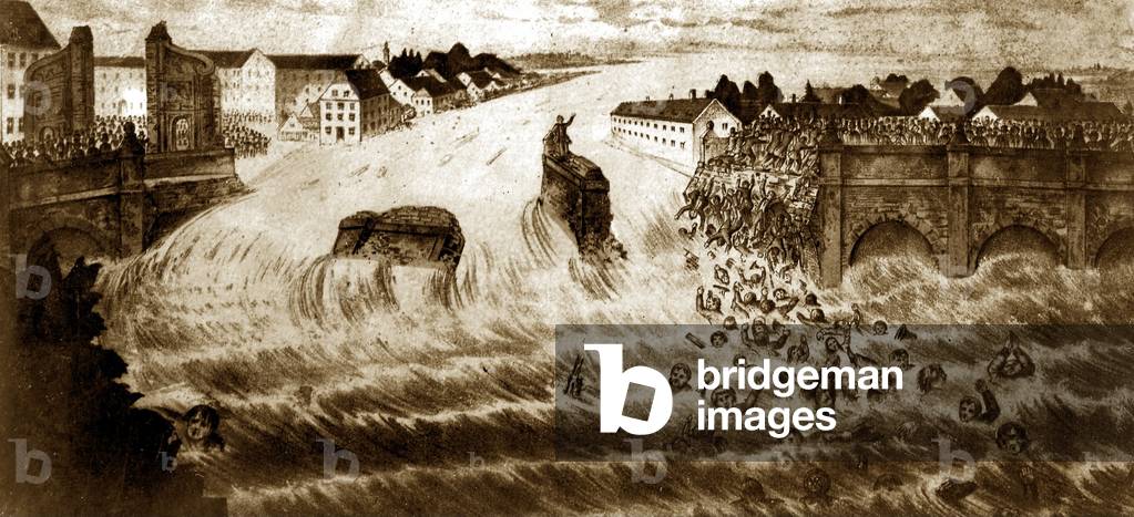 Munich, historic, bridges (b/w photo)