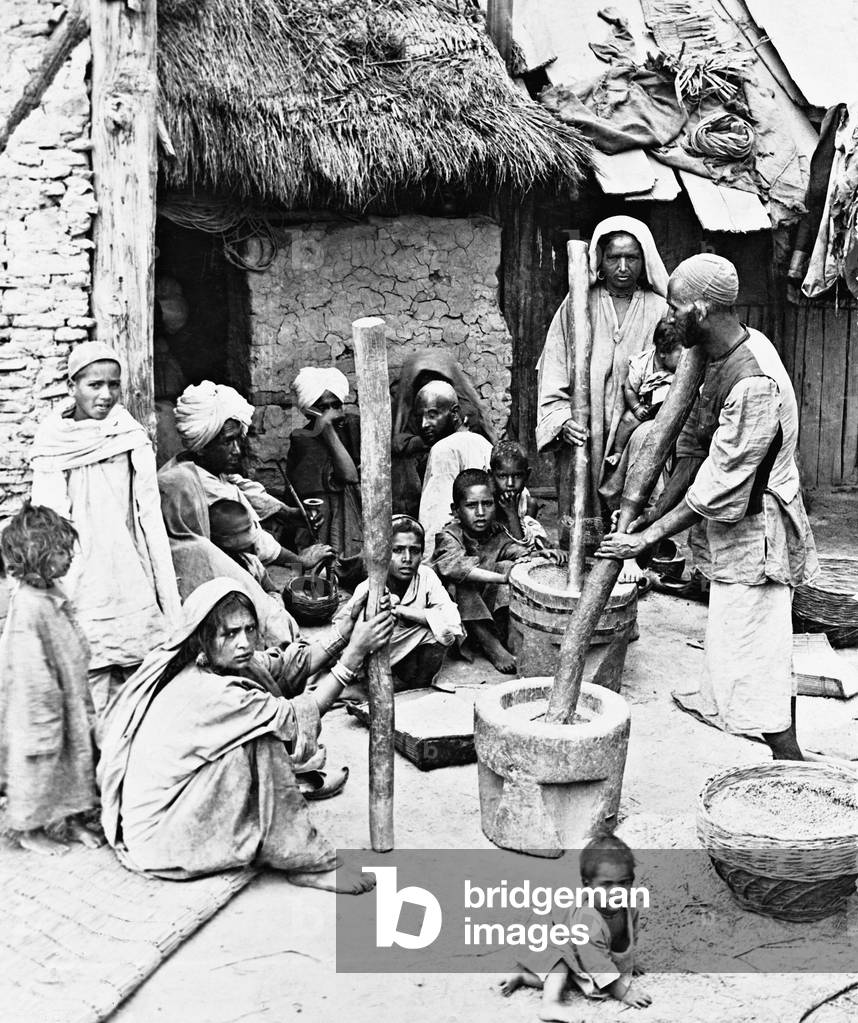 Preparation of bread in Kashmir (b/w photo)