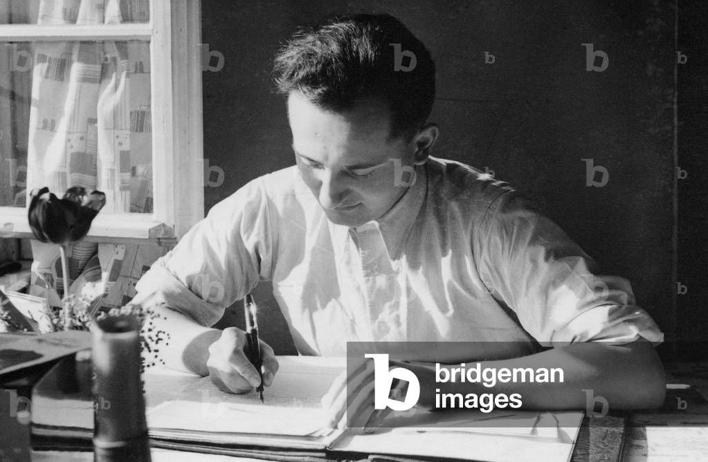 Military physician of the Air Force in his writing room in Russia, 1943