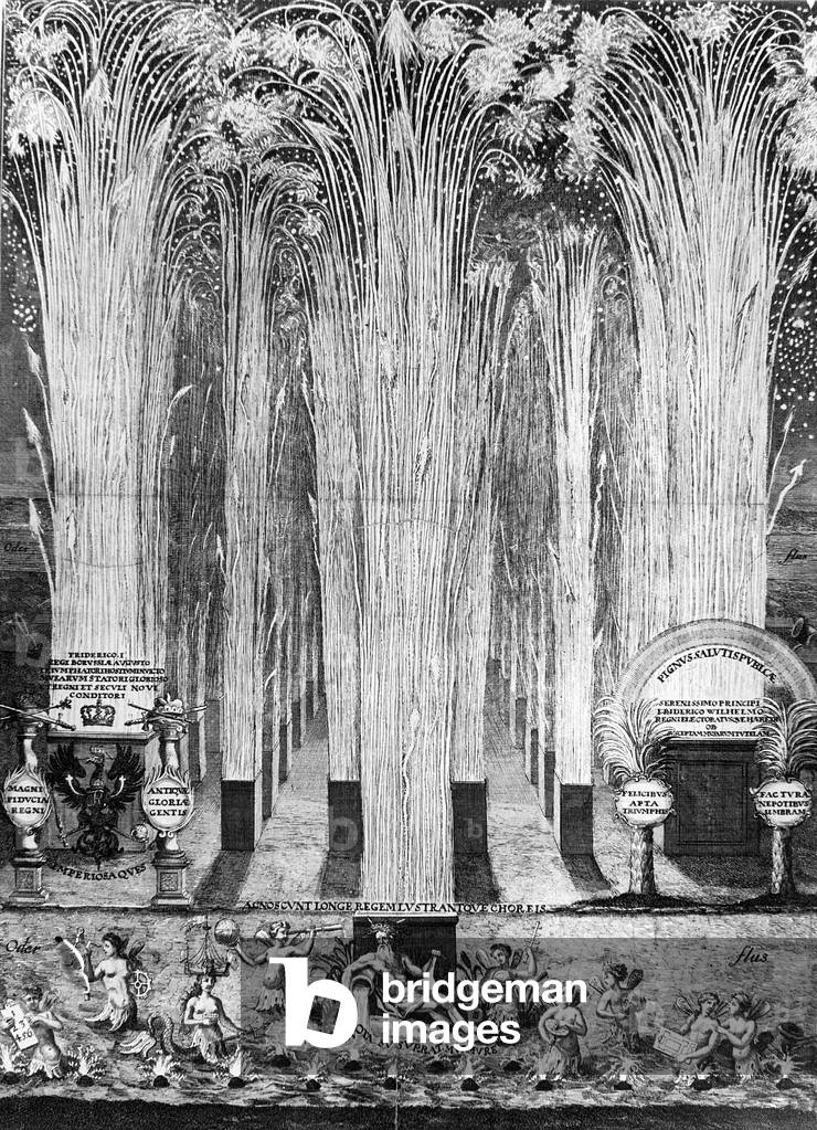 Baroque fireworks (b/w photo)