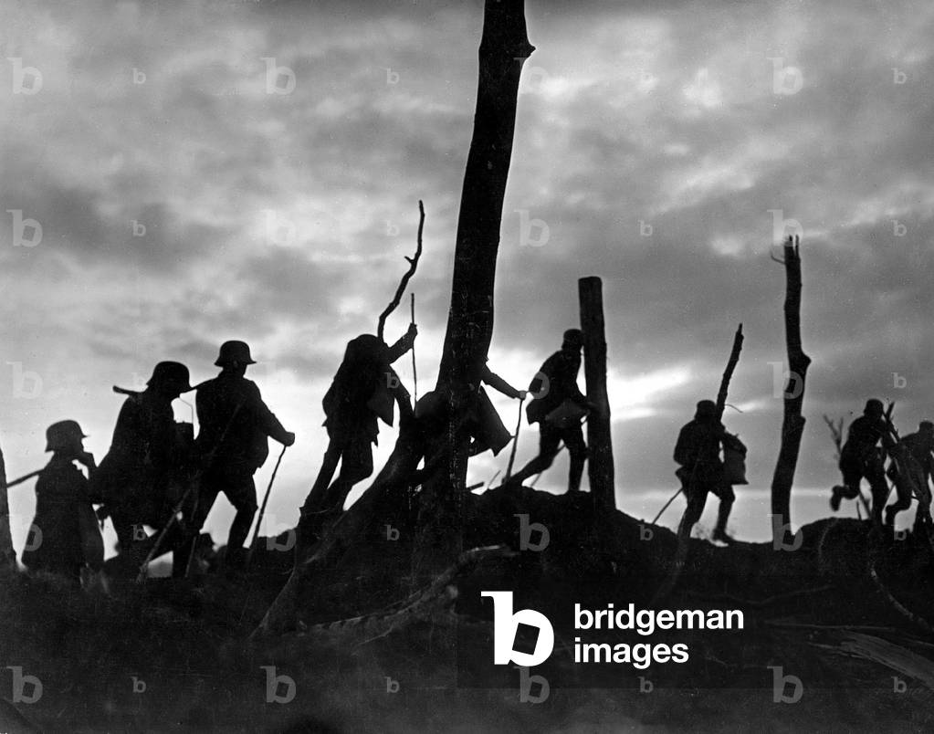 German Soldiers at the Western Front During World War I, 1918 (b/w photo)