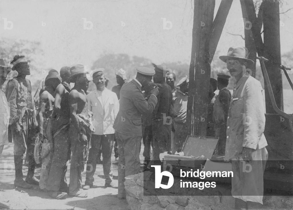 Vaccination against smallpox in German Southwest Africa, c.1910 (b/w photo)
