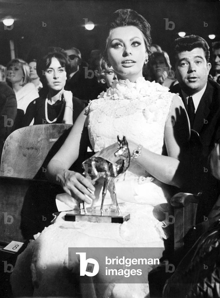 Sophia Loren at the Bambi awards, 1965 (b/w photo)
