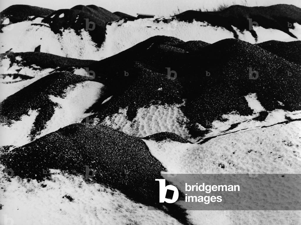 Hills with snow (b/w photo)