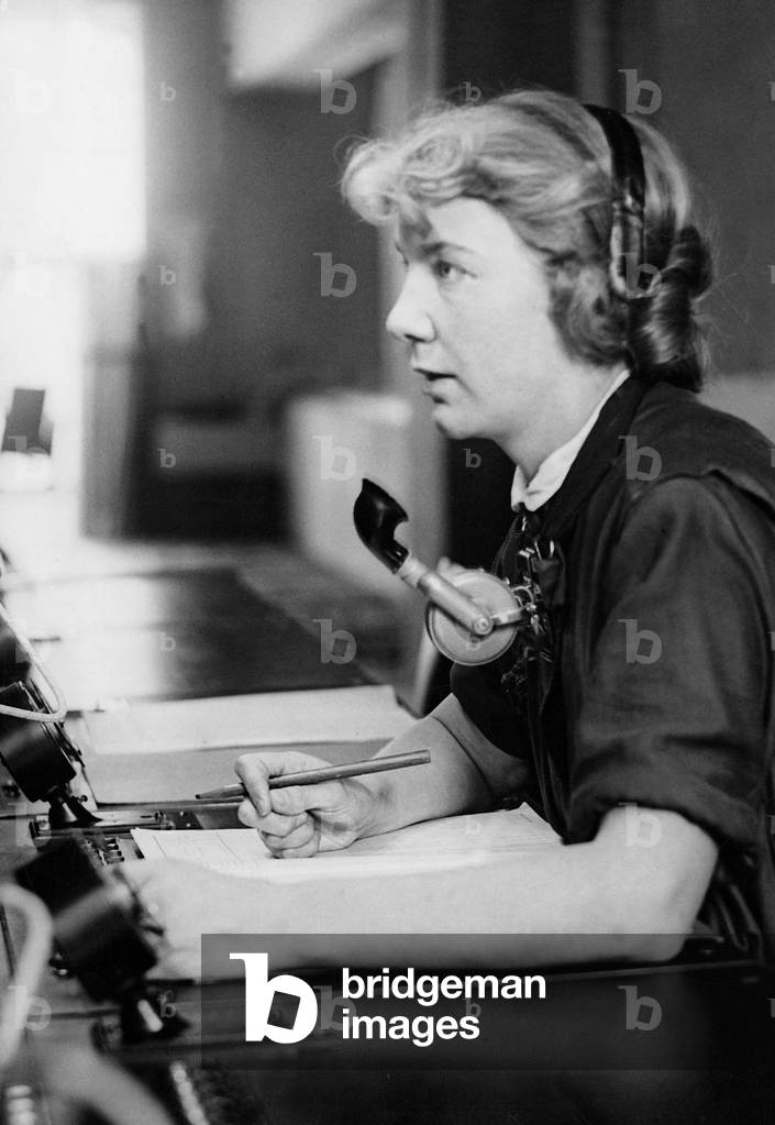 Telephonist in the 1930s (b/w photo)
