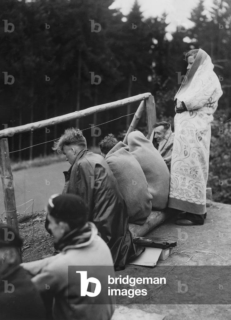 Spectators at the Grand Prix of Germany at the Nuerburgring, 1935 (b/w photo)