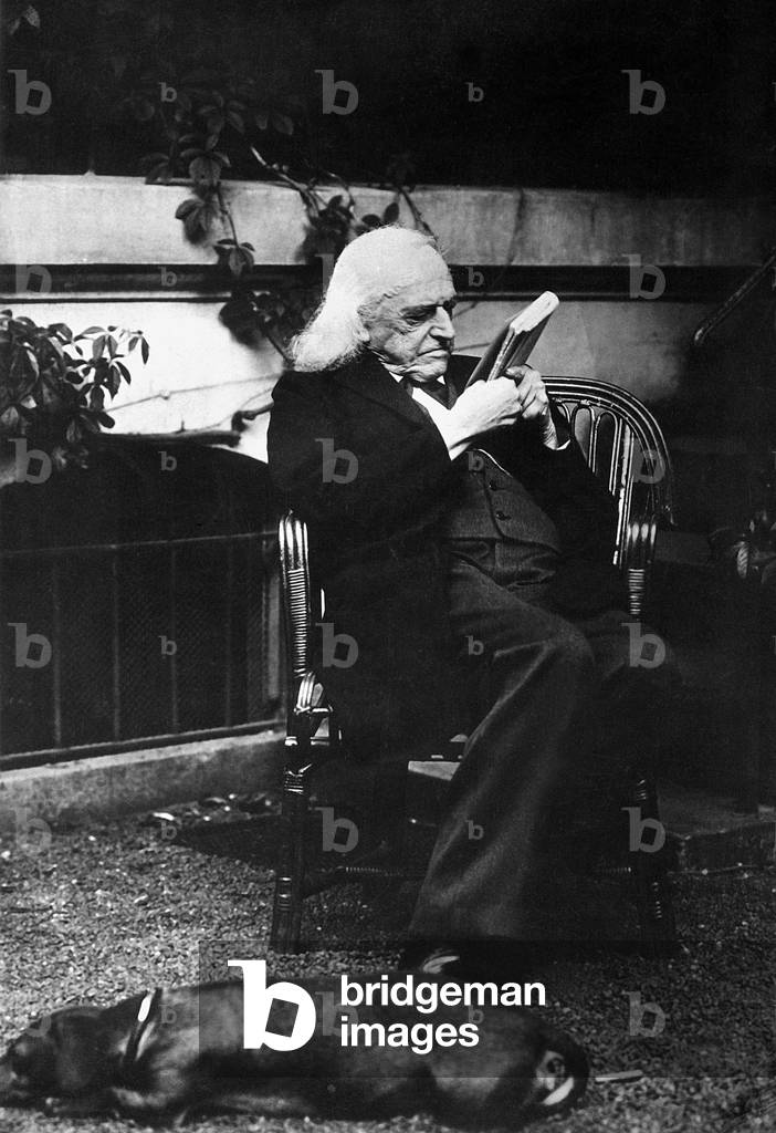 Theodor Mommsen in his garden (b/w photo)