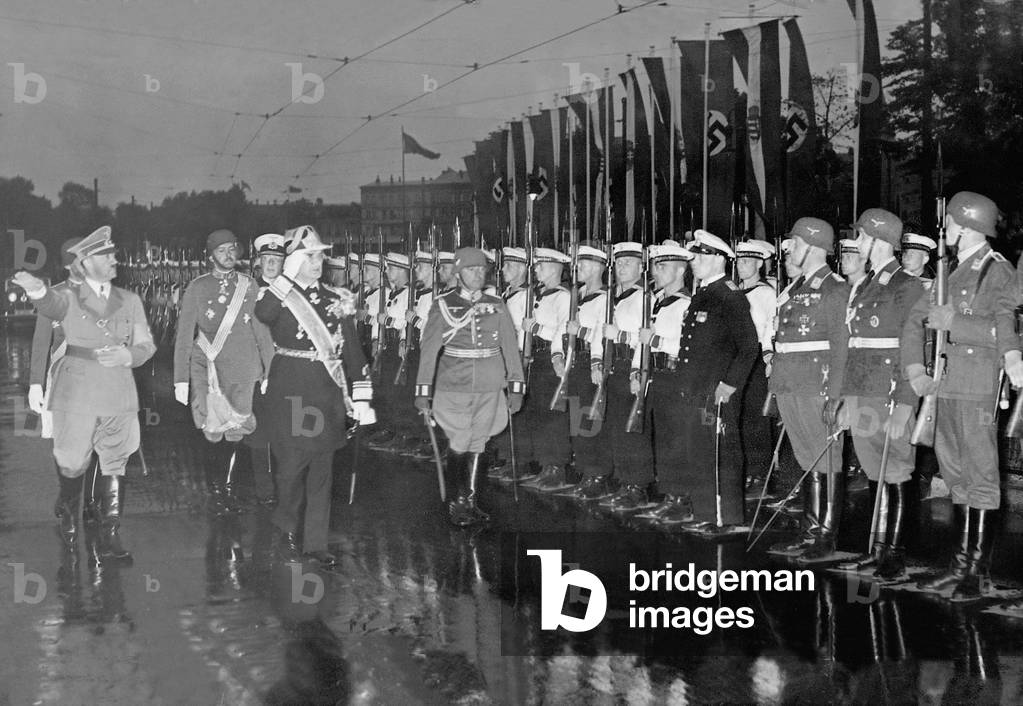 Miklos Horthy with Adolf Hitler, 1938 (b/w photo)