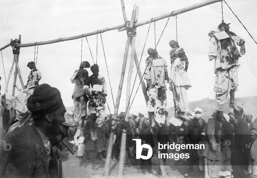 Suppression of the uprising in Kabul, 1929 (b/w photo)