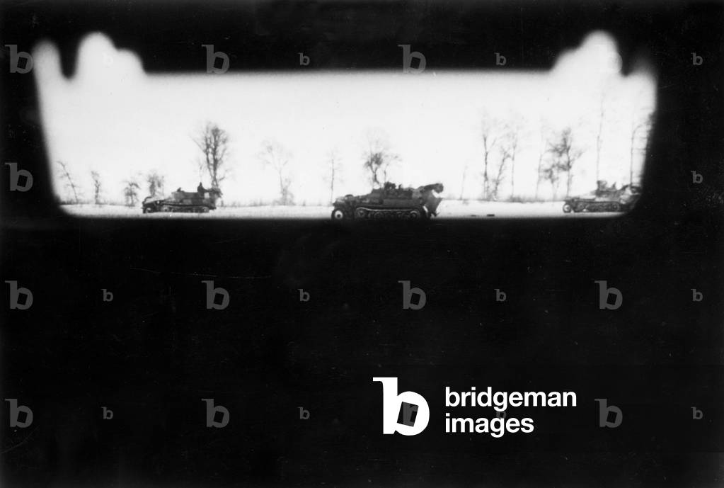 German armored fighting vehicles near Kharkiv, 1943 (b/w photo)