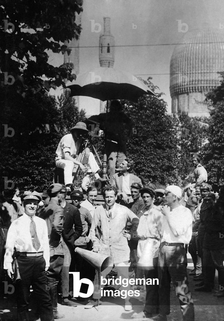 Sergei Eisenstein at the shooting, 1933 (b/w photo)