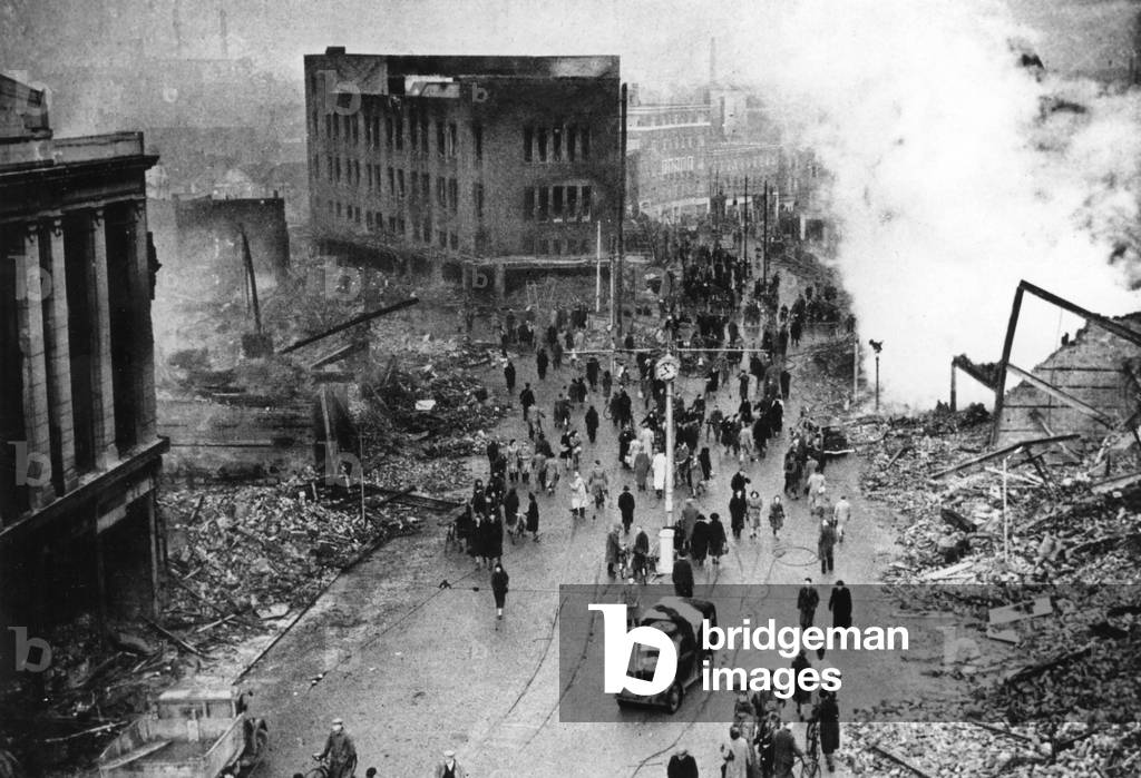 Coventry after an air raid, 1941 (b/w photo)