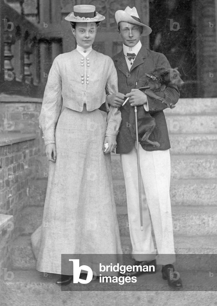 Crown Prince Friedrich Wilhelm and Duchess Cecilie of Mecklenburg, 1904 (b/w photo)