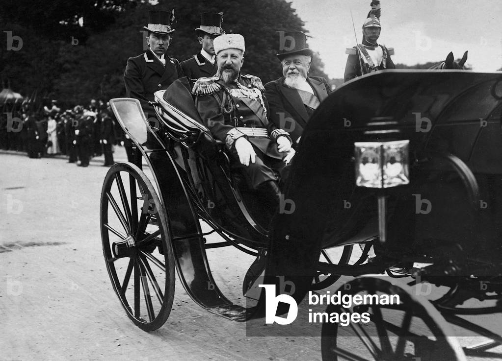 King Ferdinand I and Armand Fallieres in Paris, 1910 (b/w photo)
