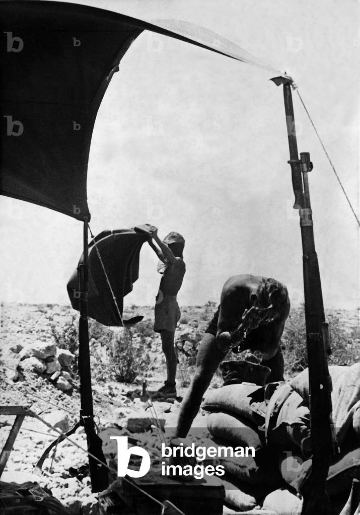 German soldier at camp, 1942 (b/w photo)
