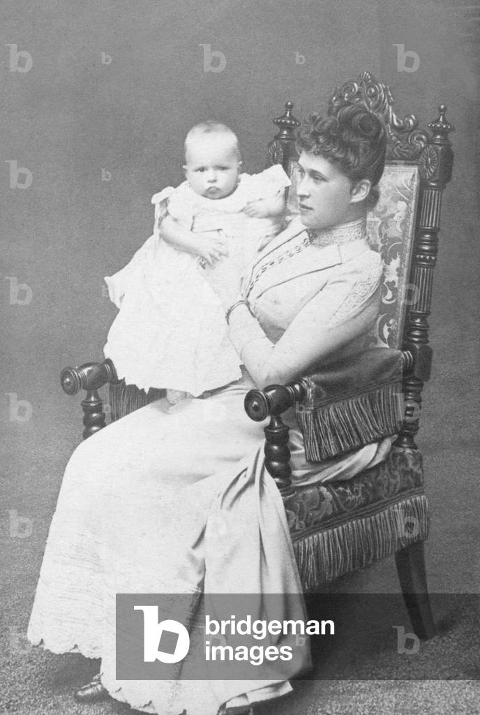 Irene of Hesse-Darmstadt with Sigismund of Prussia, 1897 (b/w photo)