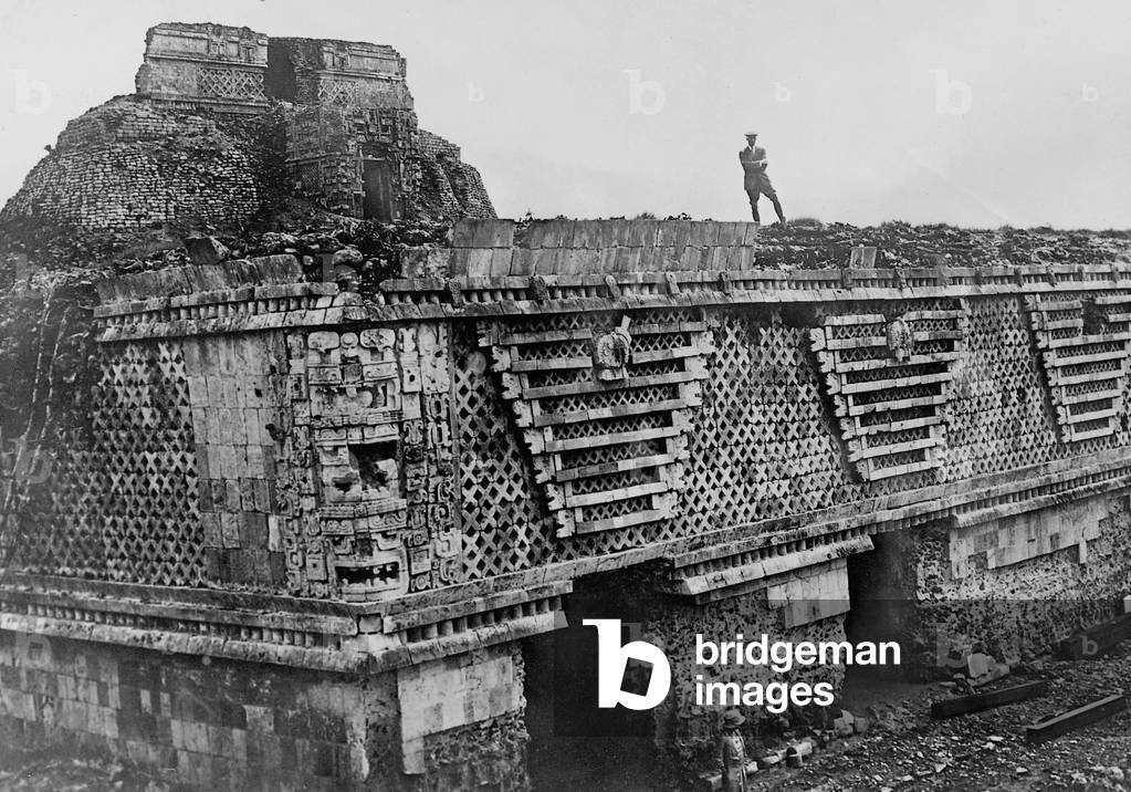 Maya ruins in Uxmal, 1932 (b/w photo)