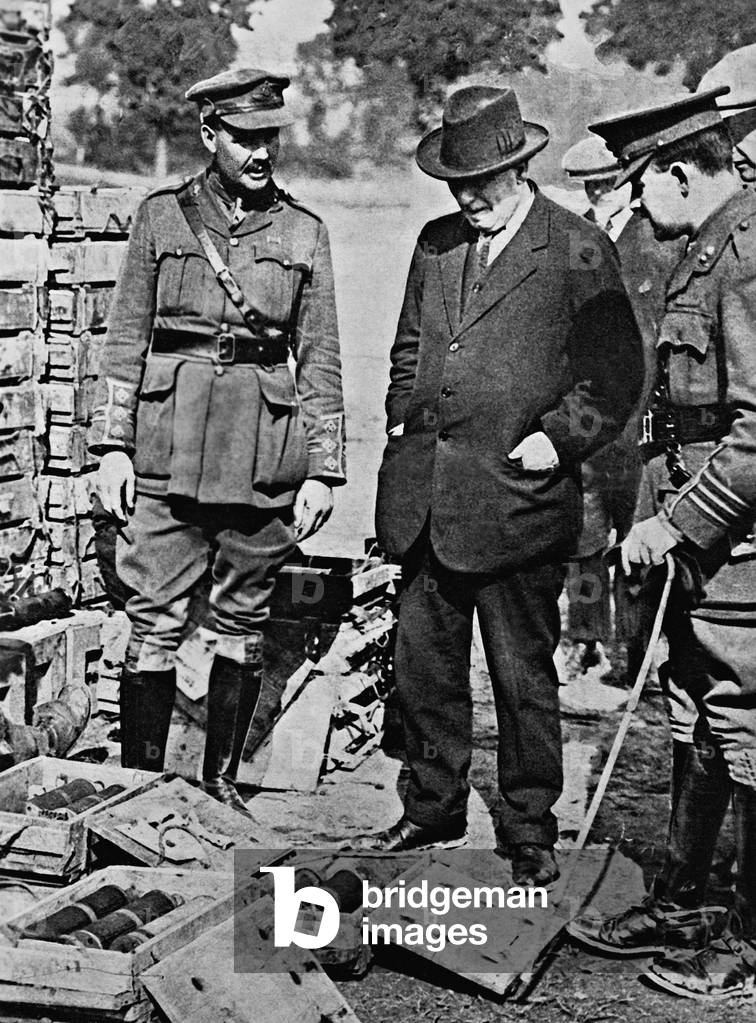 Herbert Henry Asquith on the Somme front, 1916 (b/w photo)