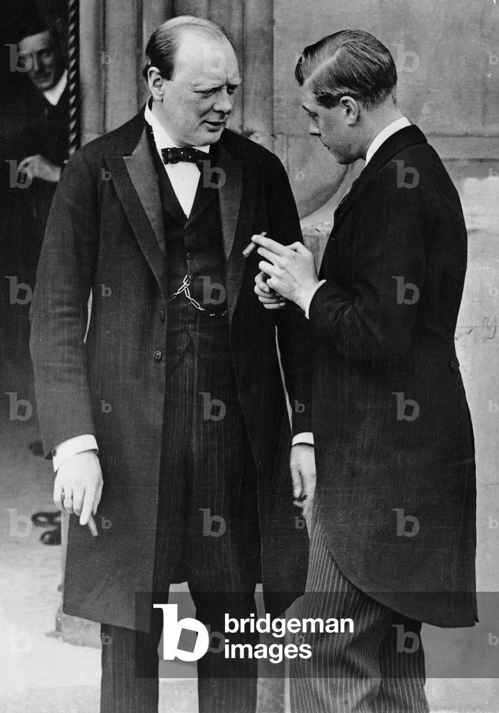 Winston Churchill and Edward, Prince of Wales, 1919 (b/w photo)
