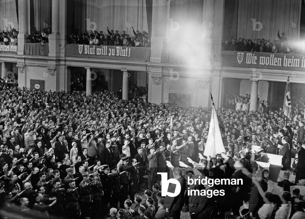 Rally in the Staedtischer Ausstellungspalast (exhibition center) in Dresden, 1938
