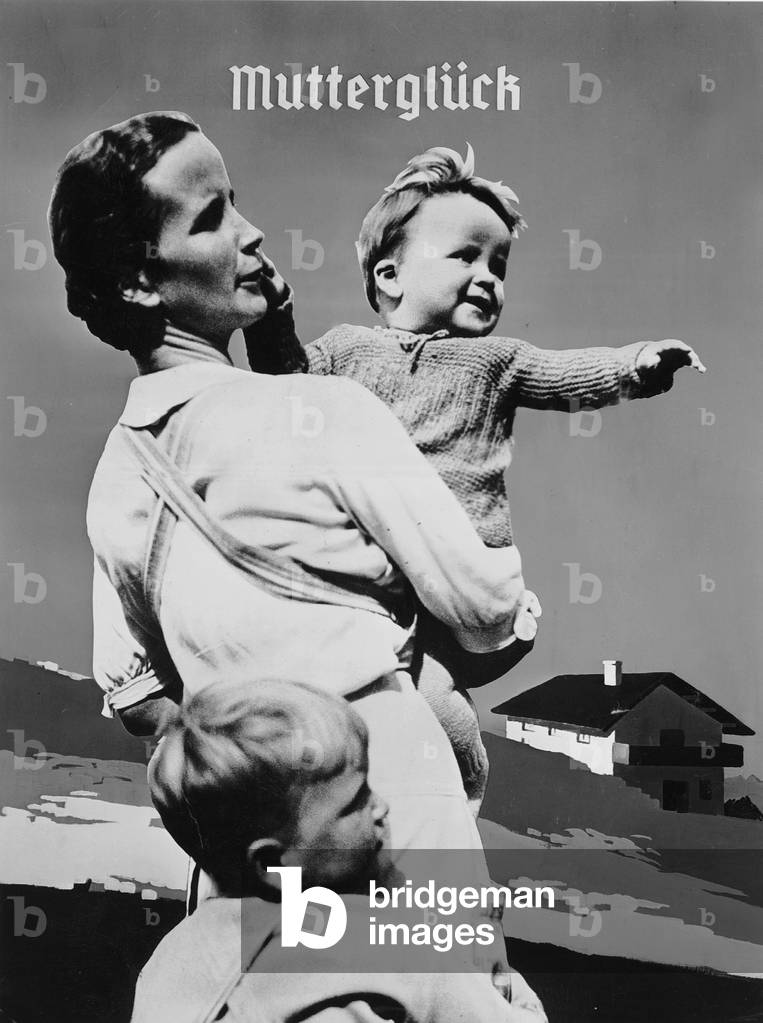 Propaganda Poster 'Joy of Motherhood,' 1936 (b/w photo)