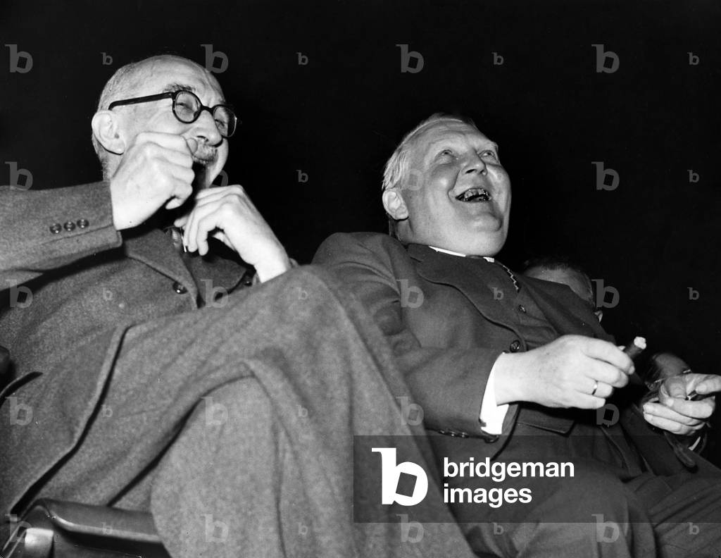 Fritz Schaeffer and Ludwig Erhard, 1950 (b/w photo)