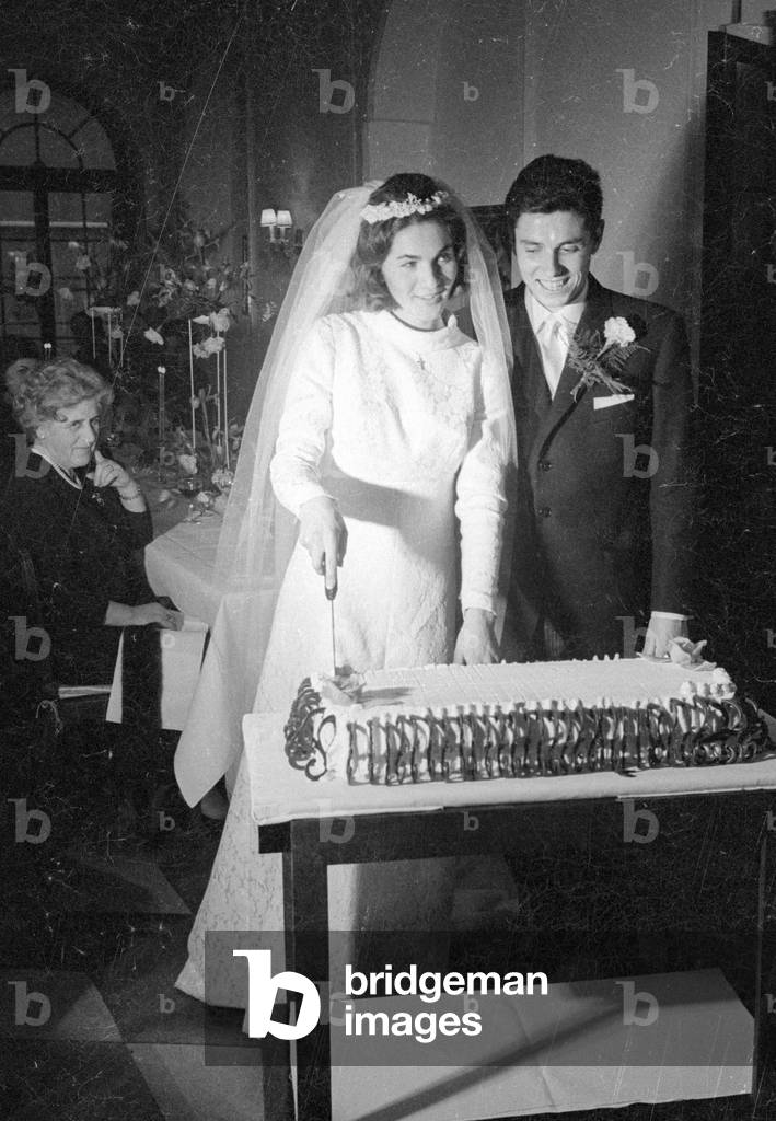 Wedding of Edith Zimmermann-Rhomberg in Bregenz, 1966 (b/w photo)
