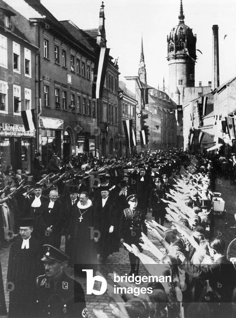 Ludwig Muller on the Synod of the Evangelical Church in Wittenberg, 1933 (b/w photo)