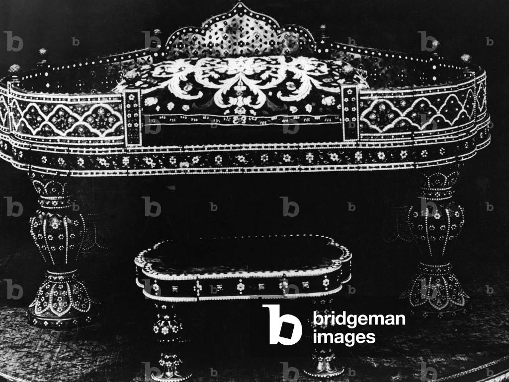 Persian throne in Topkapi Palace in Istanbul (b/w photo)