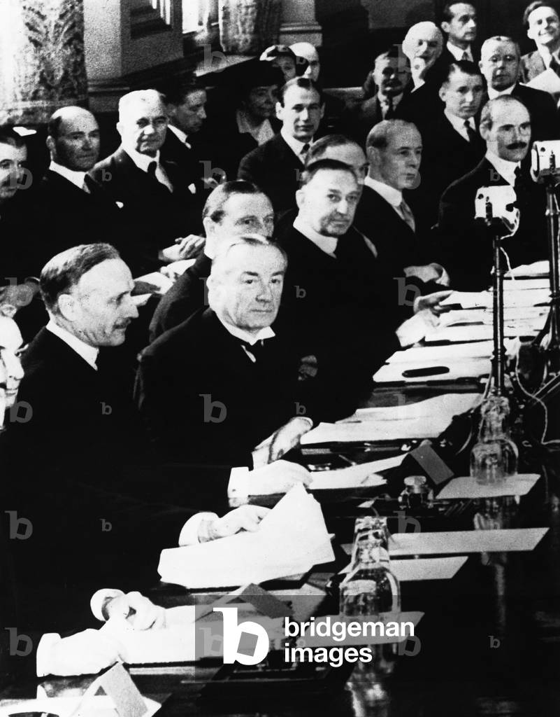 Charles Corbin and Stanley Baldwin at the London Naval Conference, 1935 (b/w photo)