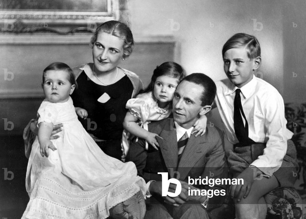 Dr. Josef Goebbels with family, 1935 (b/w photo)