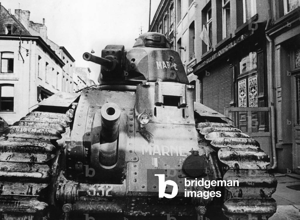 Destroyed French tank during the Western campaign, 1940