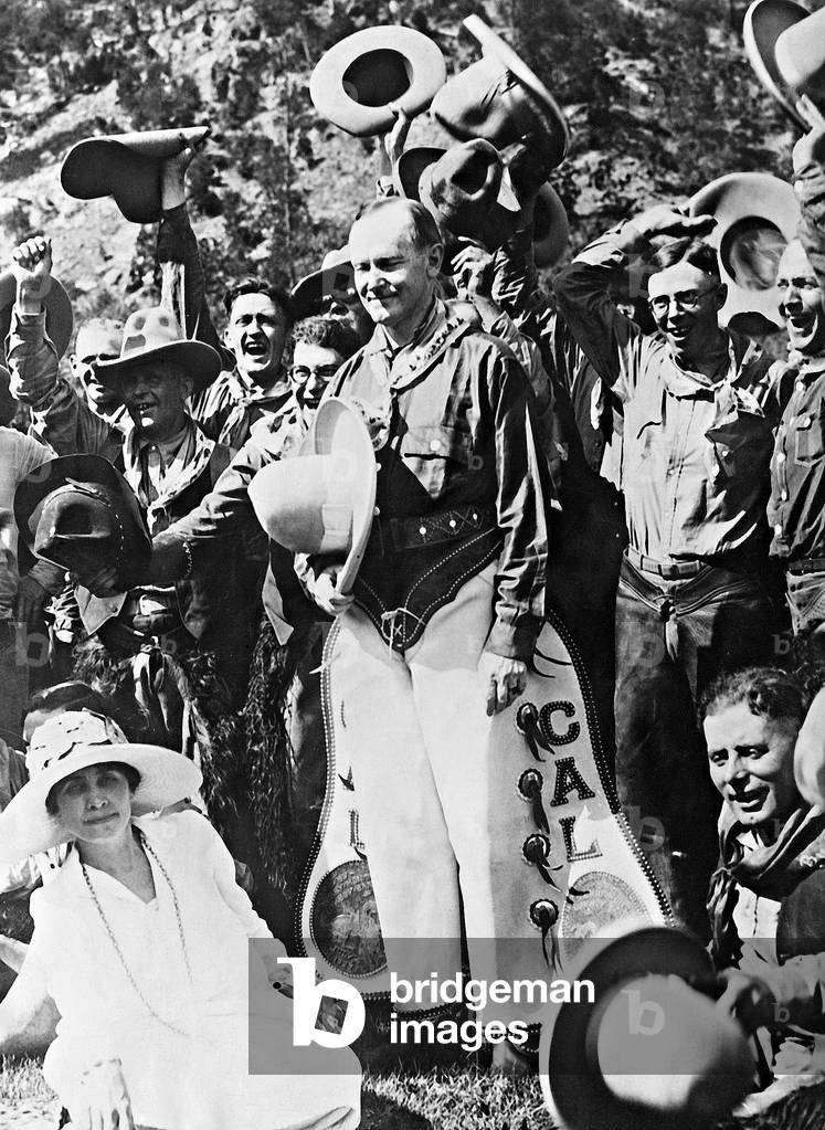 Calvin Coolidge as a cowboy, 1927 (b/w photo)