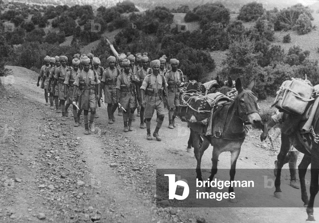 British troops in Waziristan in India, 1937 (b/w photo)