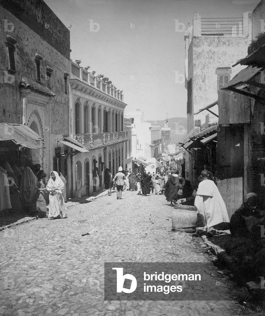 Street in Tangier, 1905 (b/w photo)