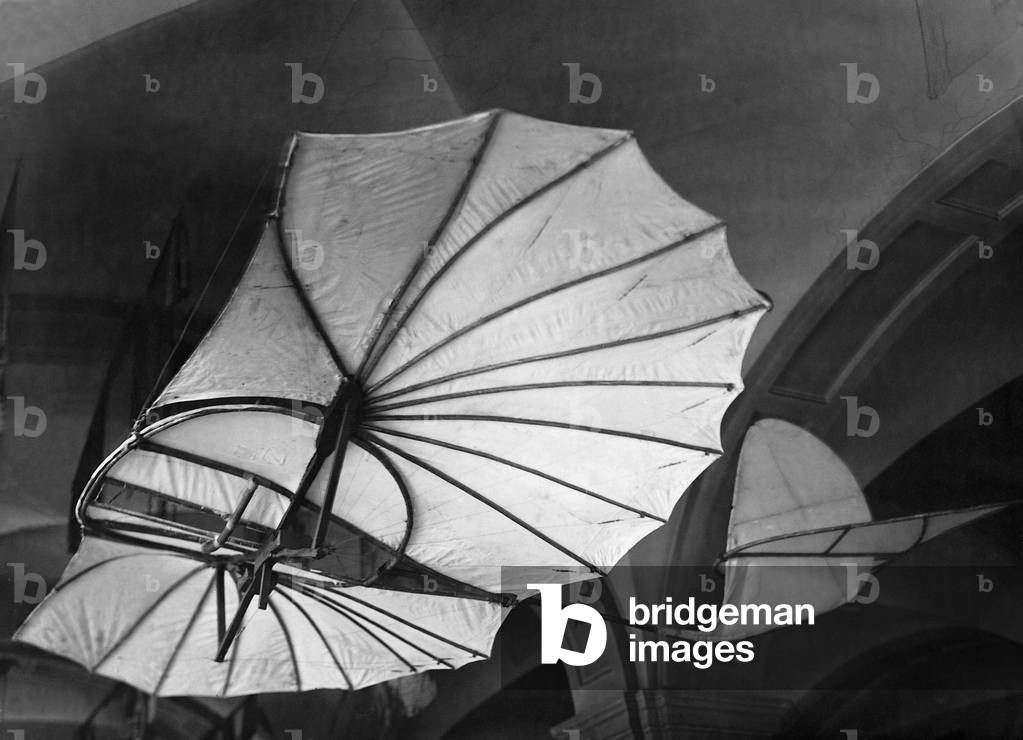 Flying machine of Otto Lilienthal, 1931 (b/w photo)