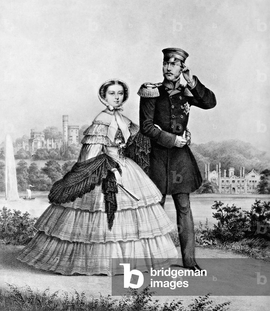 Crown Prince Friedrich Wilhelm of Prussia and his wife Victoria (b/w photo)