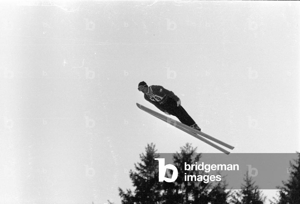 Training runs of the Four Hills Tournament 1963/64 (b/w photo)