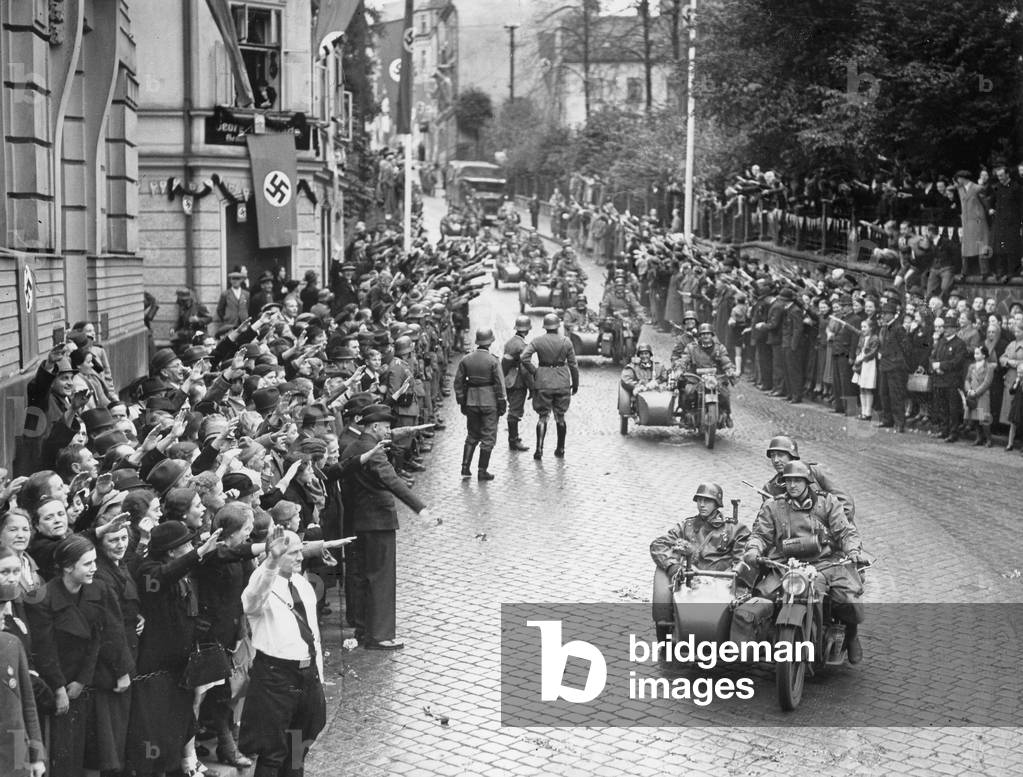Occupation of the Sudetenland in Czechoslovakia, 1938 (b/w photo)
