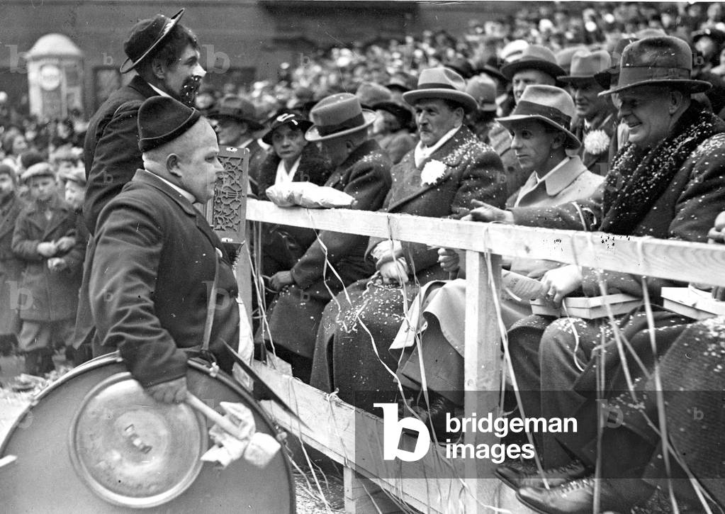 Goebbels and Franz Ritter von Epp at the Carnival parade in Munich 1935 (b/w photo)