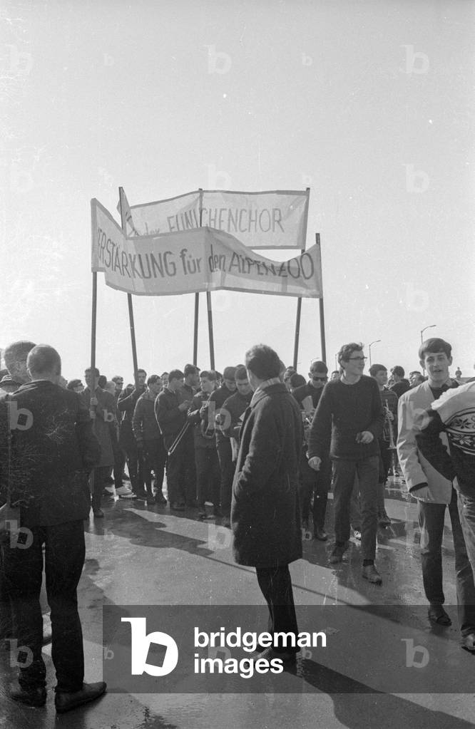 Anti Beatles protest in Salzburg, 1965 (b/w photo)