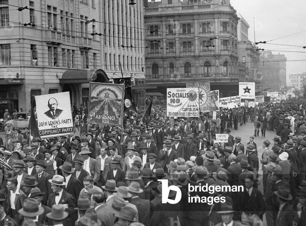 Demonstration of unemployed in Australia, 1931 (b/w photo)