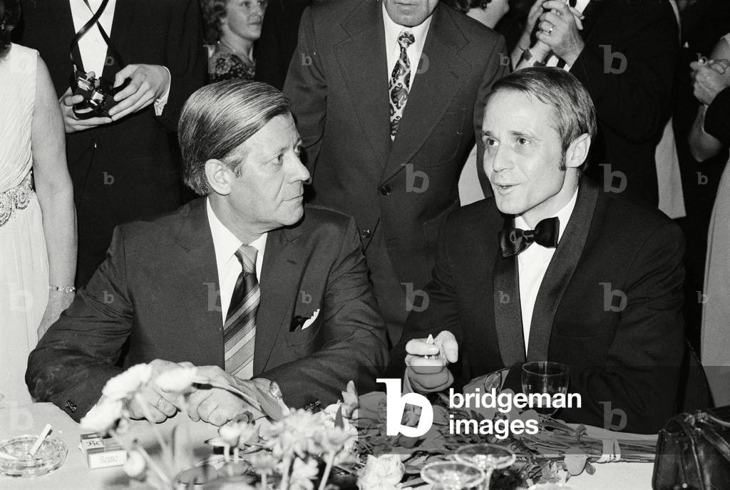 GERMAN Chancellor Helmut Schmidt with Senator Hans Ulrich Klose  (b/w photo)